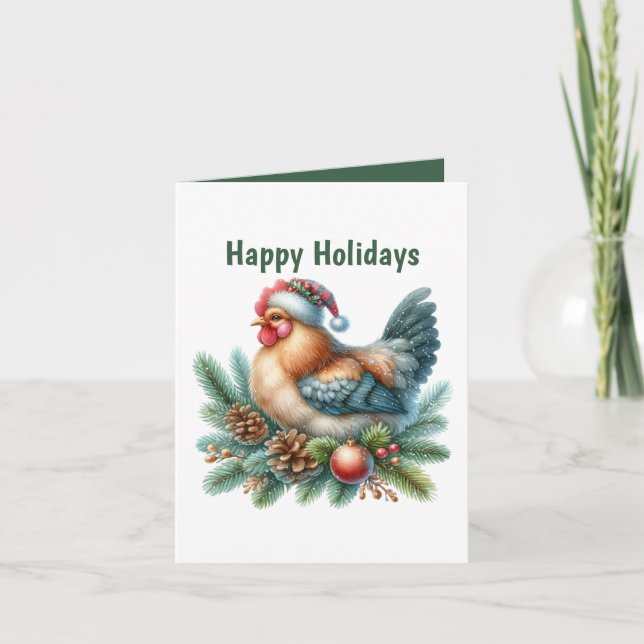 Cartes Pour Fêtes Annuelles Poulet de Noël festif personnalisable (Devant)