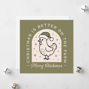 Cartes Pour Fêtes Annuelles Poulet de Noël maison ferme cottagecore vert