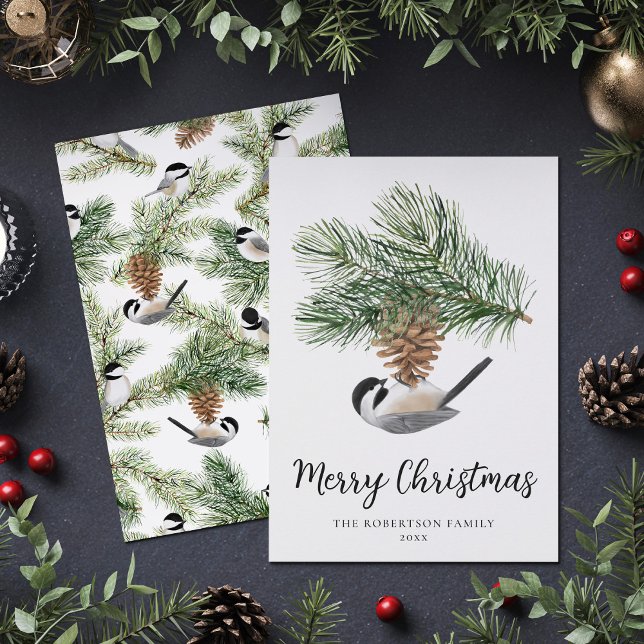 Cartes Pour Fêtes Annuelles Poulet de Noël sur Pine Cone hiver rustique (Créateur téléchargé)