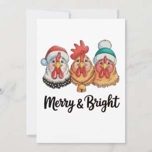 Cartes Pour Fêtes Annuelles Poulet Joyeux Et Lumineux Noël Ferme Vacances
