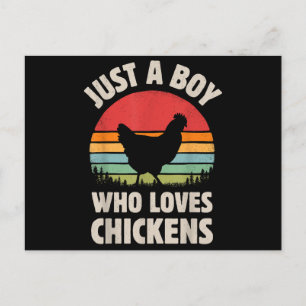 Cartes Pour Fêtes Annuelles Poulet Juste Un Garçon Qui Aime Rétro Ferme Animal