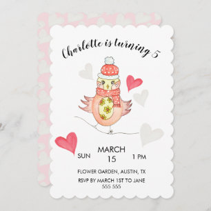 Cartes Pour Fêtes Annuelles Poulet mignon dans l'amour, Coeurs Aquarelle