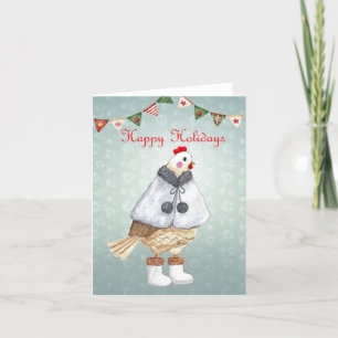 Cartes Pour Fêtes Annuelles Poulet Mignon en Tenue d'Ailée Mignonne Art de Pou