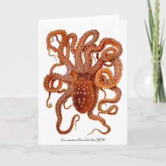 Cartes Pour Fêtes Annuelles Poulpe avec le message d'amusement pour la
