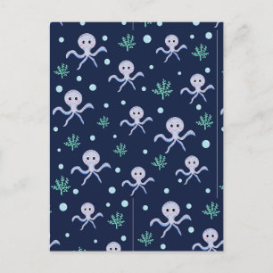 Cartes Pour Fêtes Annuelles Poulpe sous la mer motif pour enfants