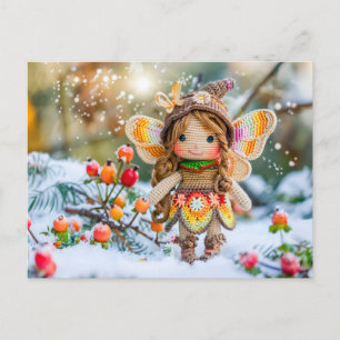 Cartes Pour Fêtes Annuelles Poupée de fée croisée avec neige et rosehies
