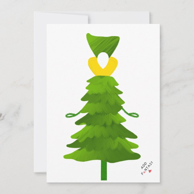 Cartes Pour Fêtes Annuelles Poupée de sapin de Noël. Ajouter du fantastique. (Devant)