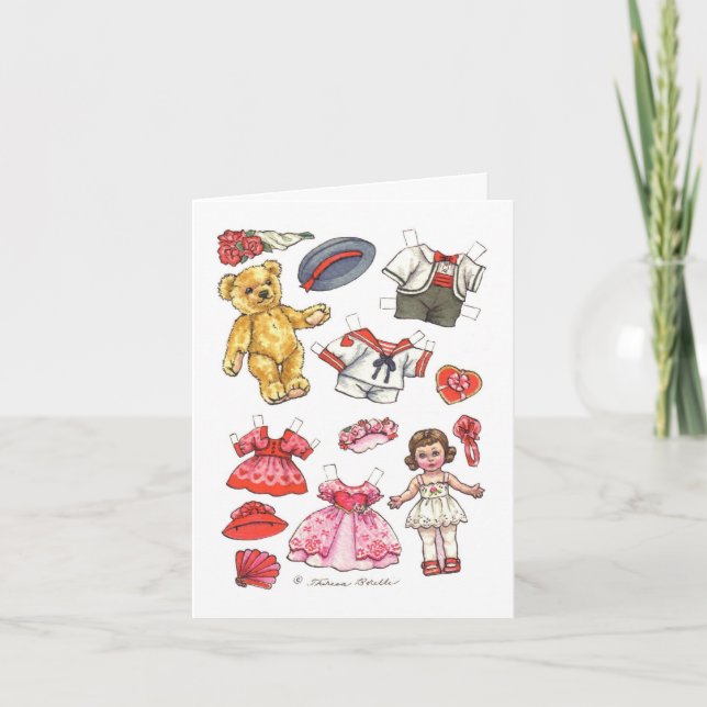 Cartes Pour Fêtes Annuelles Poupée papier Valentine (Devant)