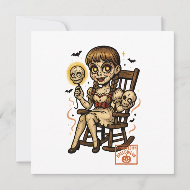 Cartes Pour Fêtes Annuelles Poupée Pin-Up Hantée – Halloween Effrayant Mignon (Devant)