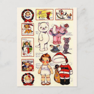 Cartes Pour Fêtes Annuelles Poupées en papier Kitty DollyDingle Noël vintage