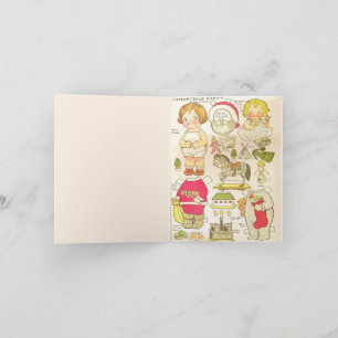Cartes Pour Fêtes Annuelles Poupées en papier vintage "Joyeux Noël" 