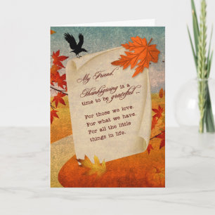 Cartes Pour Fêtes Annuelles pour Ami Sentimental Autumn Path Thanksgiving