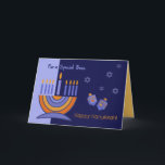 Cartes Pour Fêtes Annuelles Pour Boss sur Hanoukka Greeting Card<br><div class="desc">Bonne Hanoukka. Menorah et Dreidels conçoivent des cartes de voeux personnalisables pour Boss. Cartes de correspondance,  invitations de fête et cadeaux disponibles dans la catégorie Jours fériés / Hanoukka de notre magasin.</div>