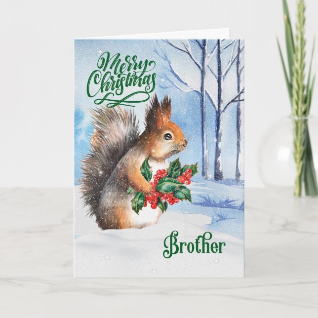 Cartes Pour Fêtes Annuelles pour Brother Christmas Squirrel Winter Woodland (Devant)