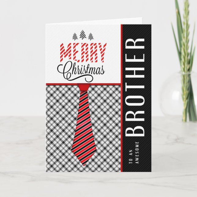 Cartes Pour Fêtes Annuelles pour Brother Merry Christmas Masculine Necktie (Devant)