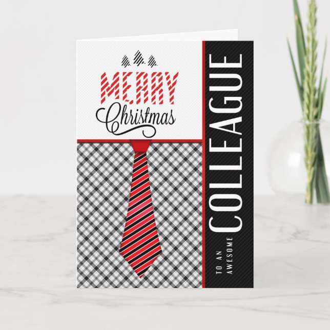 Cartes Pour Fêtes Annuelles pour Colleague Joyeux Noël Masculine Necktie (Devant)