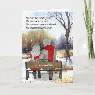 Cartes Pour Fêtes Annuelles pour couple de personnes âgées épouse Noël hiver