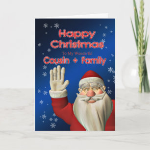Cartes Pour Fêtes Annuelles Pour Cousin et sa famille, un Père Noël