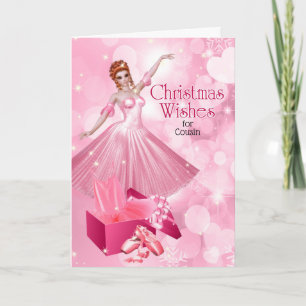 Cartes Pour Fêtes Annuelles pour Femme Cousin rose Noël Ballerina