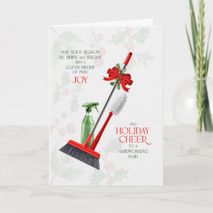 Cartes Pour Fêtes Annuelles pour Femme de Ménage Balayage Pur de Joie et de Bo