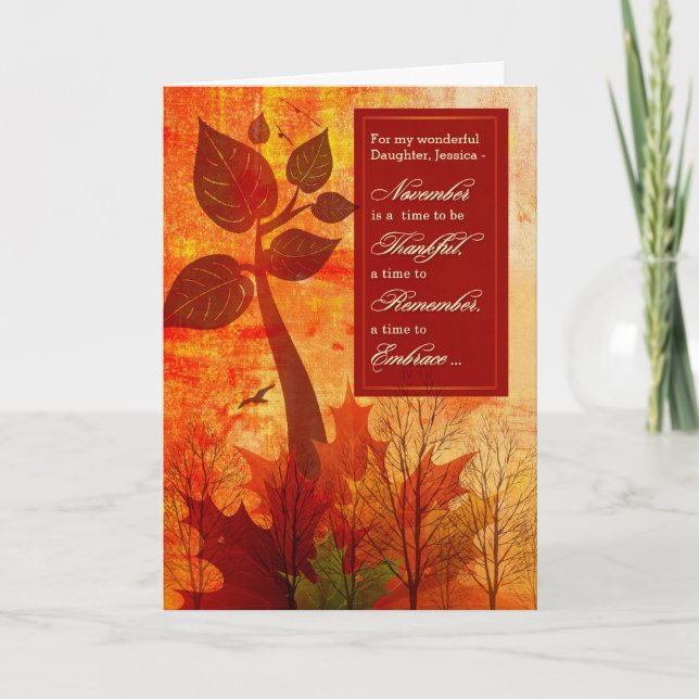 Cartes Pour Fêtes Annuelles pour Fille Thanksgiving Gratitude Autumn Foliing (Devant)