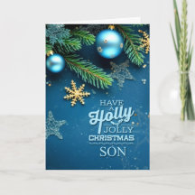 pour fils Blue Holly Jolly Ornement de Noël