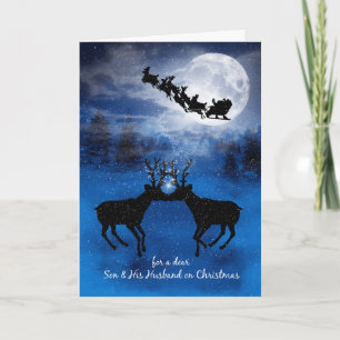 Cartes Pour Fêtes Annuelles pour Fils et Mari Baiser Reindeer Noël