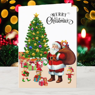 Cartes Pour Fêtes Annuelles Pour garçon ou fille Père Noël et lutins Noël Enfa