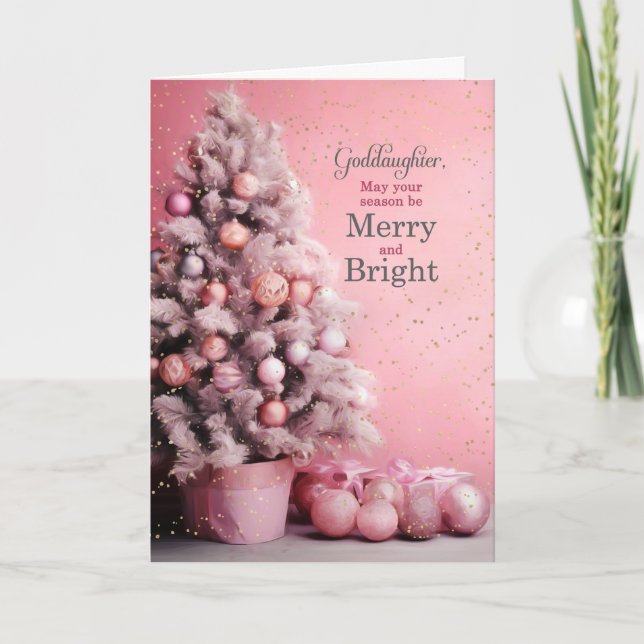 Cartes Pour Fêtes Annuelles pour Godgirl Merry et Bright Pink Christmas (Devant)