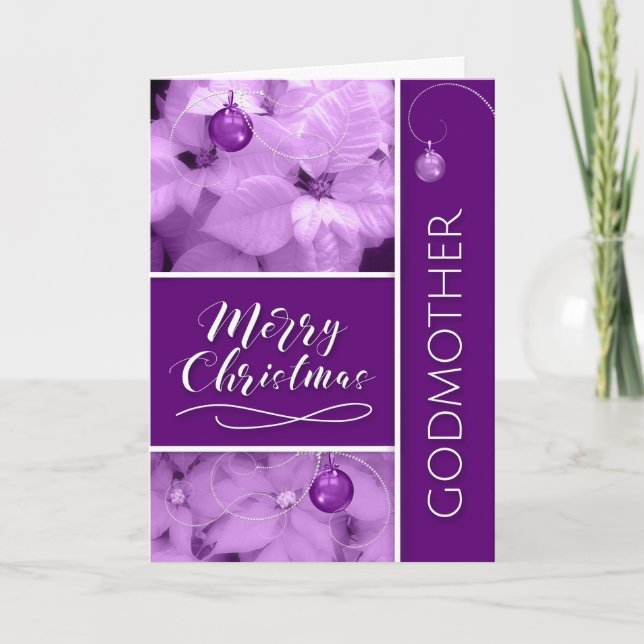 Cartes Pour Fêtes Annuelles pour Godmère Christmas Lavender Purple Poinsetta (Devant)