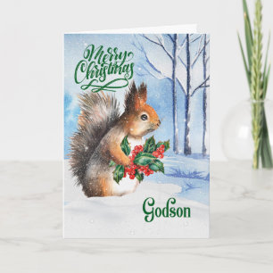 Cartes Pour Fêtes Annuelles pour Godson Christmas Squirrel Winter Woodland
