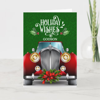 Cartes Pour Fêtes Annuelles pour Godsons Red Classic Car Noël