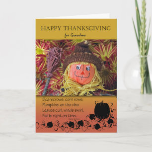 Cartes Pour Fêtes Annuelles Pour grand-mère, jour de Thanksgiving Épouvantail 