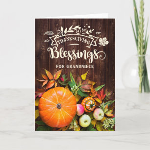 Cartes Pour Fêtes Annuelles Pour Grandniece Thanksgiving Bénédictions Citrouil