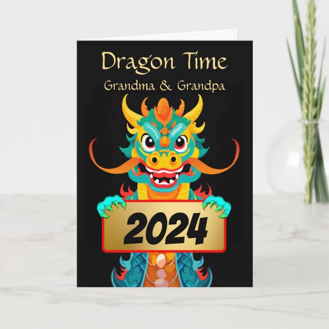 Cartes Pour Fêtes Annuelles Pour grands-parents chinois Nouvel An du Dragon (Devant)