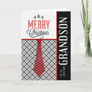Cartes Pour Fêtes Annuelles pour Grandson Joyeux Noël Masculine Necktie