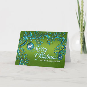 Cartes Pour Fêtes Annuelles pour Homme Cousin et partenaire Green et Turquoise