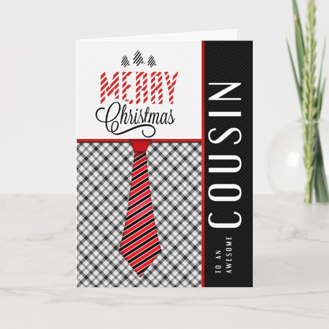 Cartes Pour Fêtes Annuelles pour Homme Cousin Joyeux Noël Masculine Necktie (Devant)