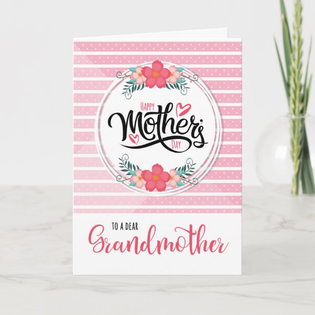 Cartes Pour Fêtes Annuelles Pour la Grande-mère Pink Bontanical Mother's Day (Devant)
