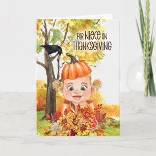 Cartes Pour Fêtes Annuelles pour la nièce sur Thanksgiving Baby Girl in a Citr