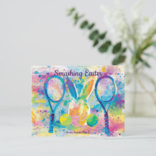 Cartes Pour Fêtes Annuelles Pour la raquette de joueur de tennis et Rabbitsplo