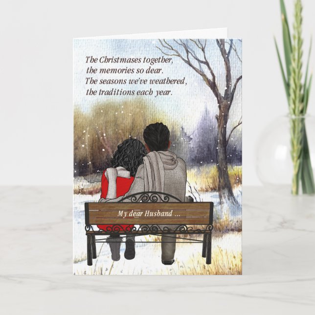 Cartes Pour Fêtes Annuelles pour le mari Jeune Africain Américain Couple (Devant)