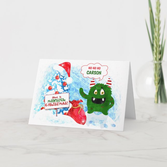 Cartes Pour Fêtes Annuelles pour le Monstre pour jeunes enfants Noël Nom perso (Devant)