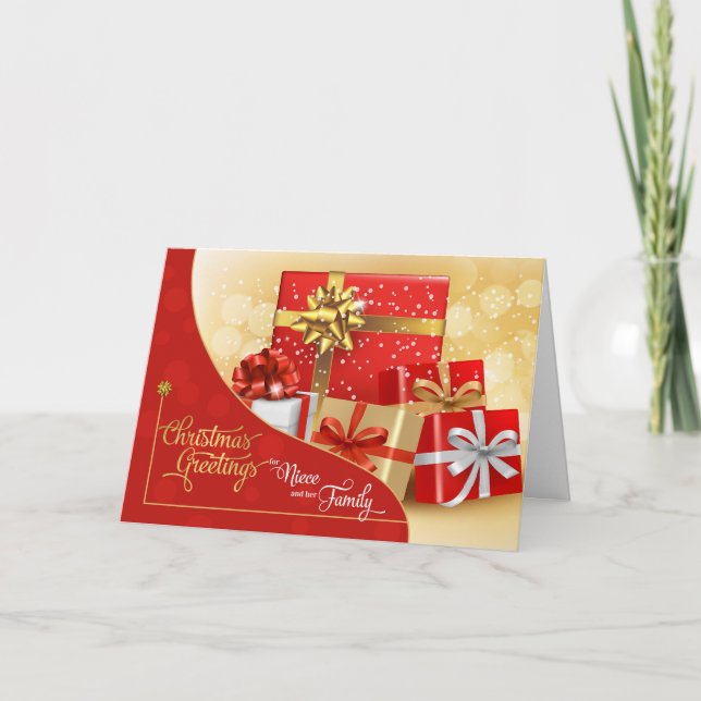 Cartes Pour Fêtes Annuelles pour les cadeaux de Noël nièce et famille rouge et (Devant)