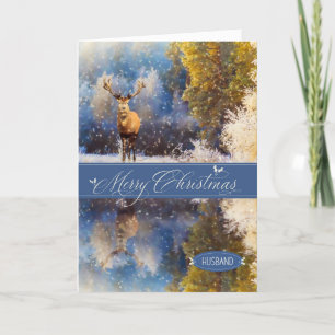 Cartes Pour Fêtes Annuelles pour les maris Noël Hivernal Bois Cerf