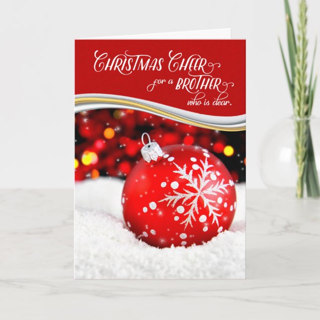 Cartes Pour Fêtes Annuelles pour l'ornement Brother Christmas Cheer Red Snowfl (Devant)