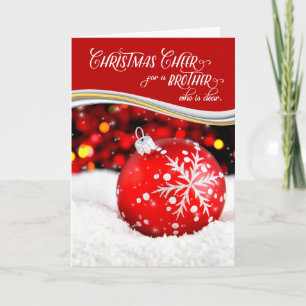 Cartes Pour Fêtes Annuelles pour l'ornement Brother Christmas Cheer Red Snowfl