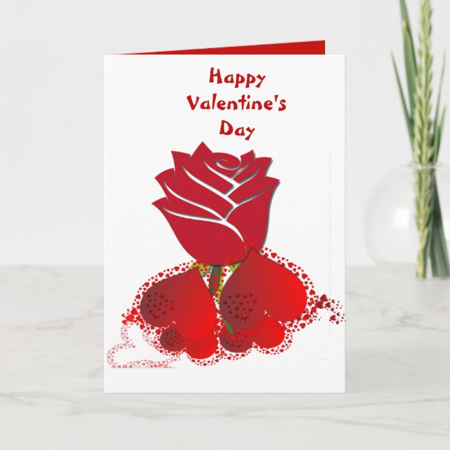 Cartes Pour Fêtes Annuelles Pour lui Saint Valentin Coeurs romantiques Rose ro (Devant)