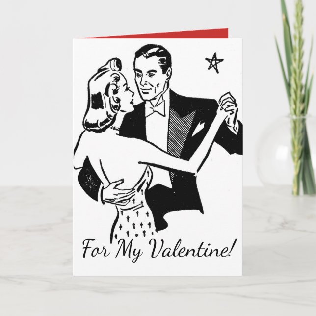 Cartes Pour Fêtes Annuelles "Pour ma Saint Valentin !" Danseurs rétro Valentin (Devant)