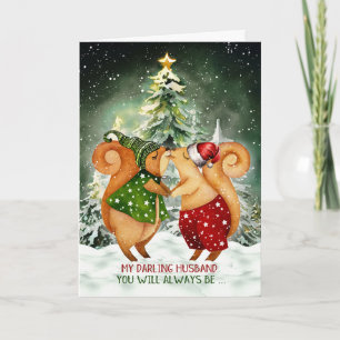 Cartes Pour Fêtes Annuelles pour mari à Noël Écureuils en amour